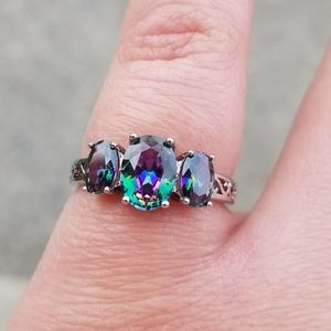 925 silver rainbow mystic topaz ring size 7